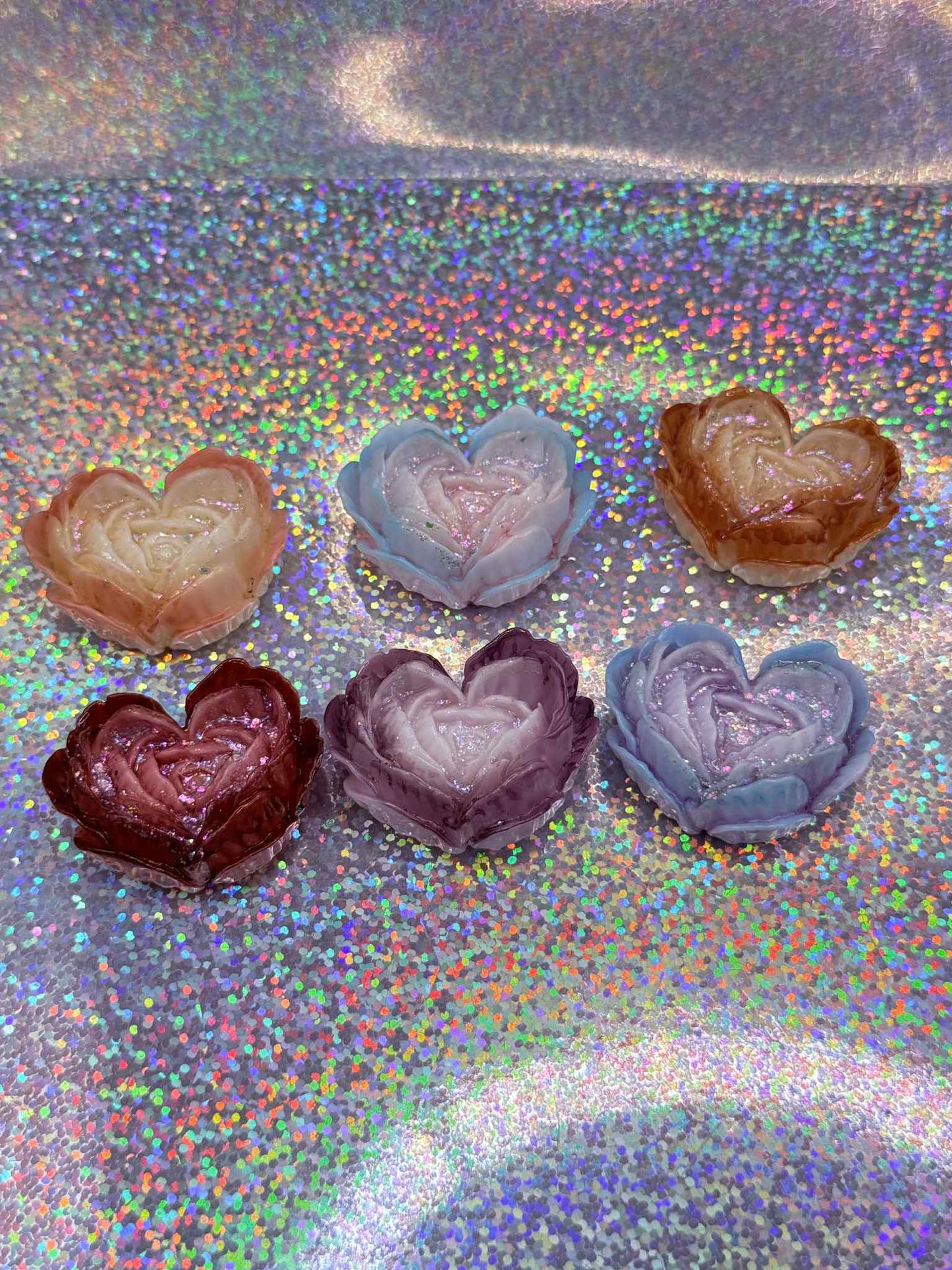 Resin Rose Heart Magnets