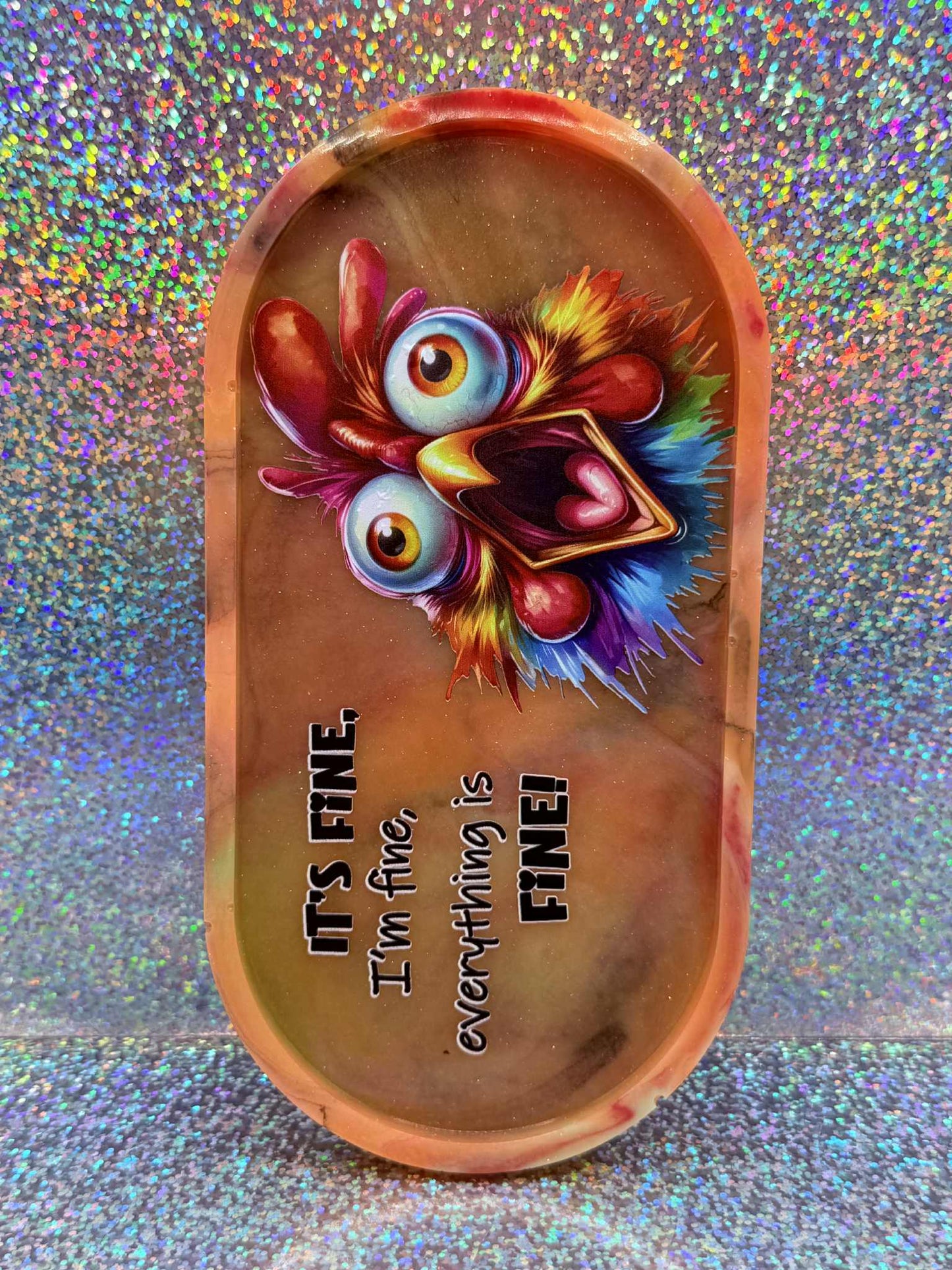 crazy chicken trinket tray