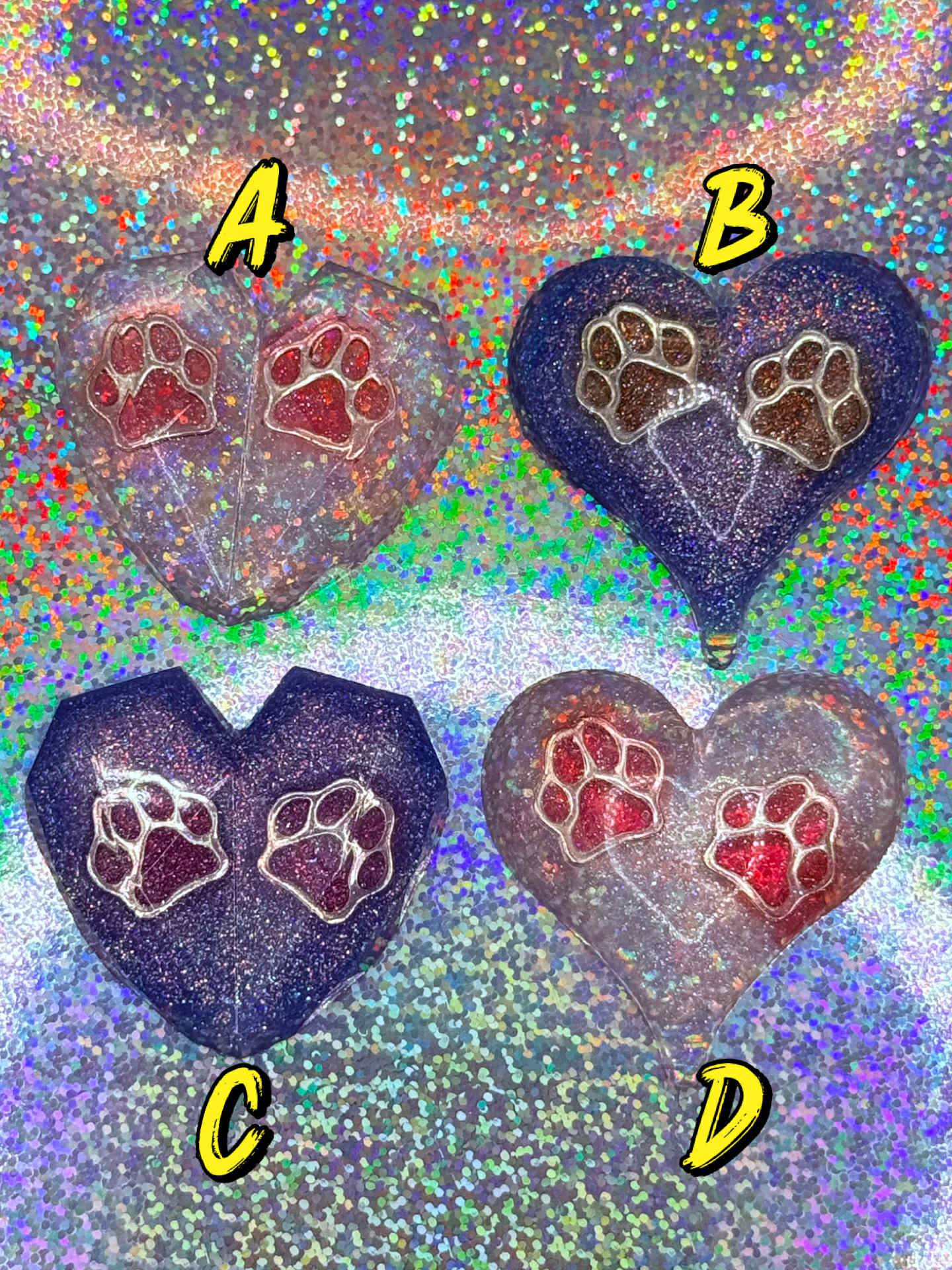 Resin Paw Print Heart Magnets