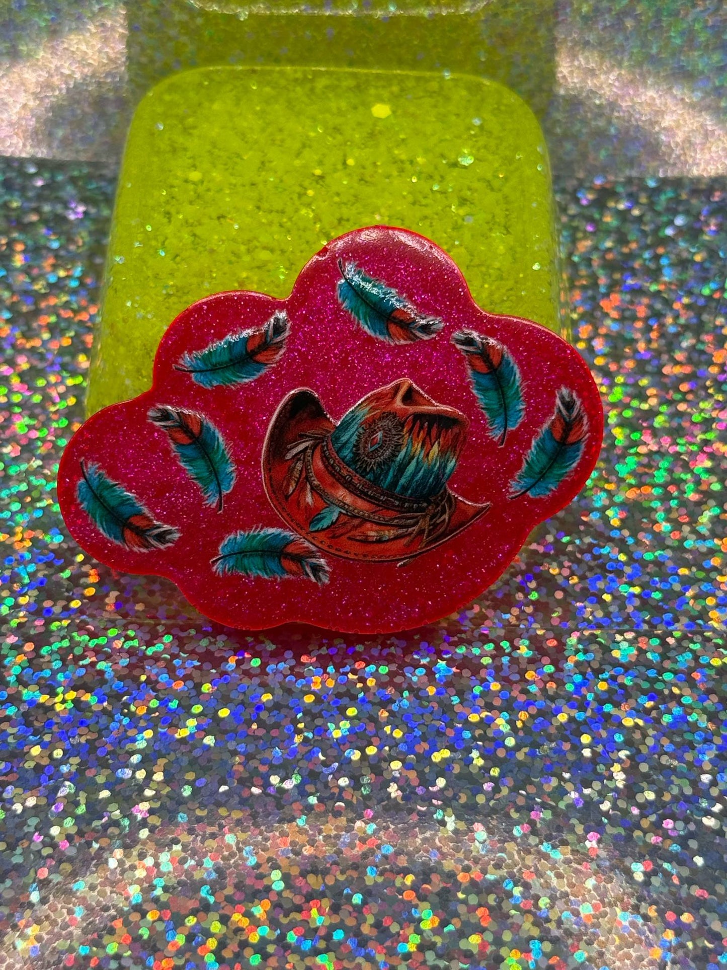 Teal Feathers Magnet/Minder