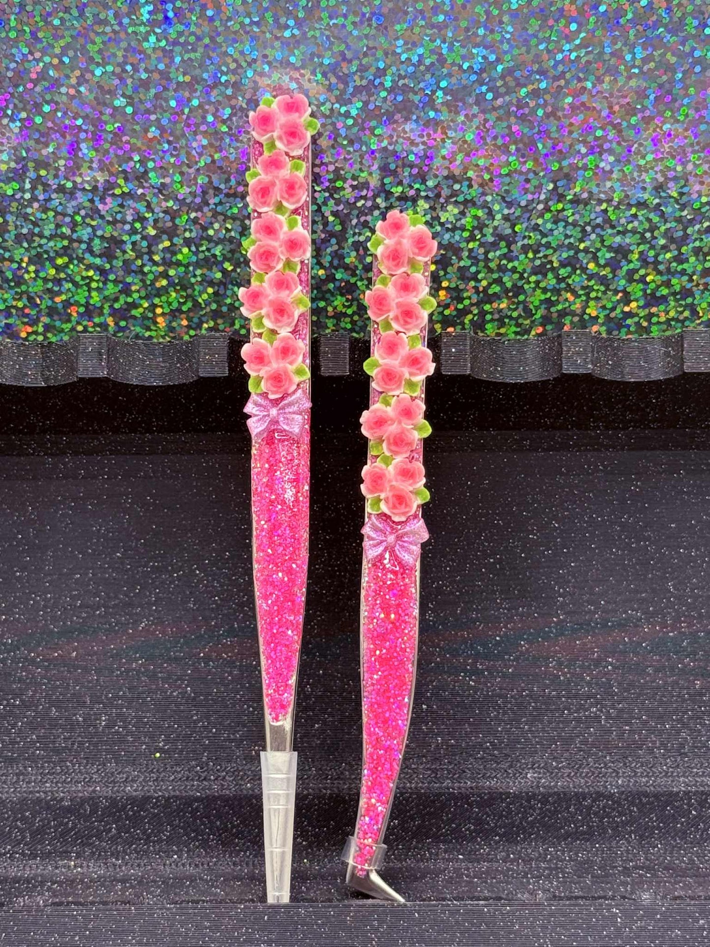 SET with Putty Pro Pink Roses DP Tweezers