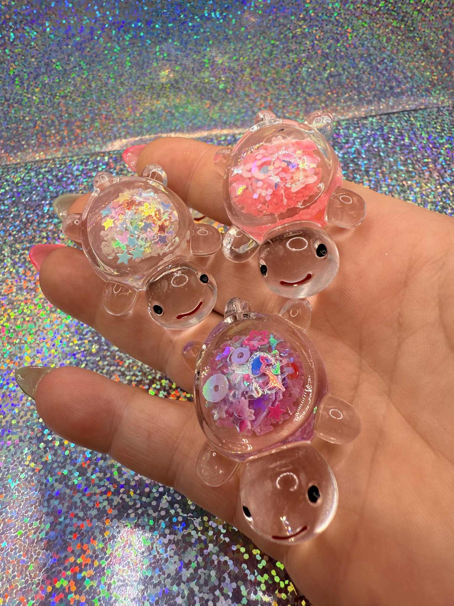 Glowing glitter belly Turtle magnets