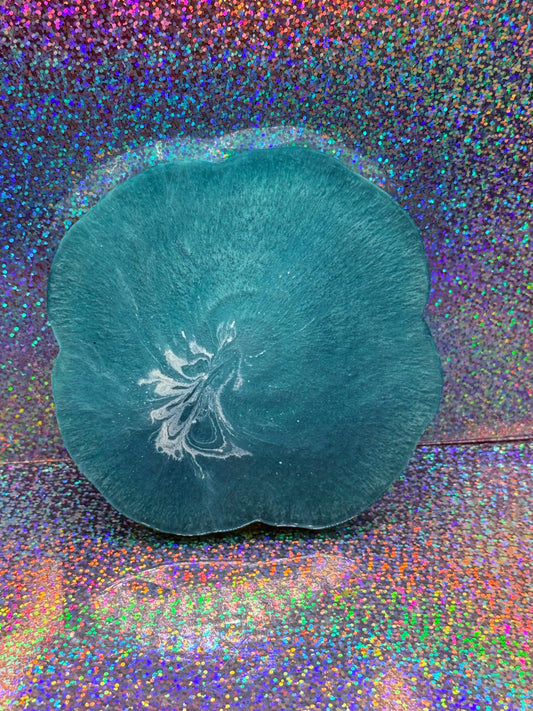 Teal and white swirl OOPSIE coaster
