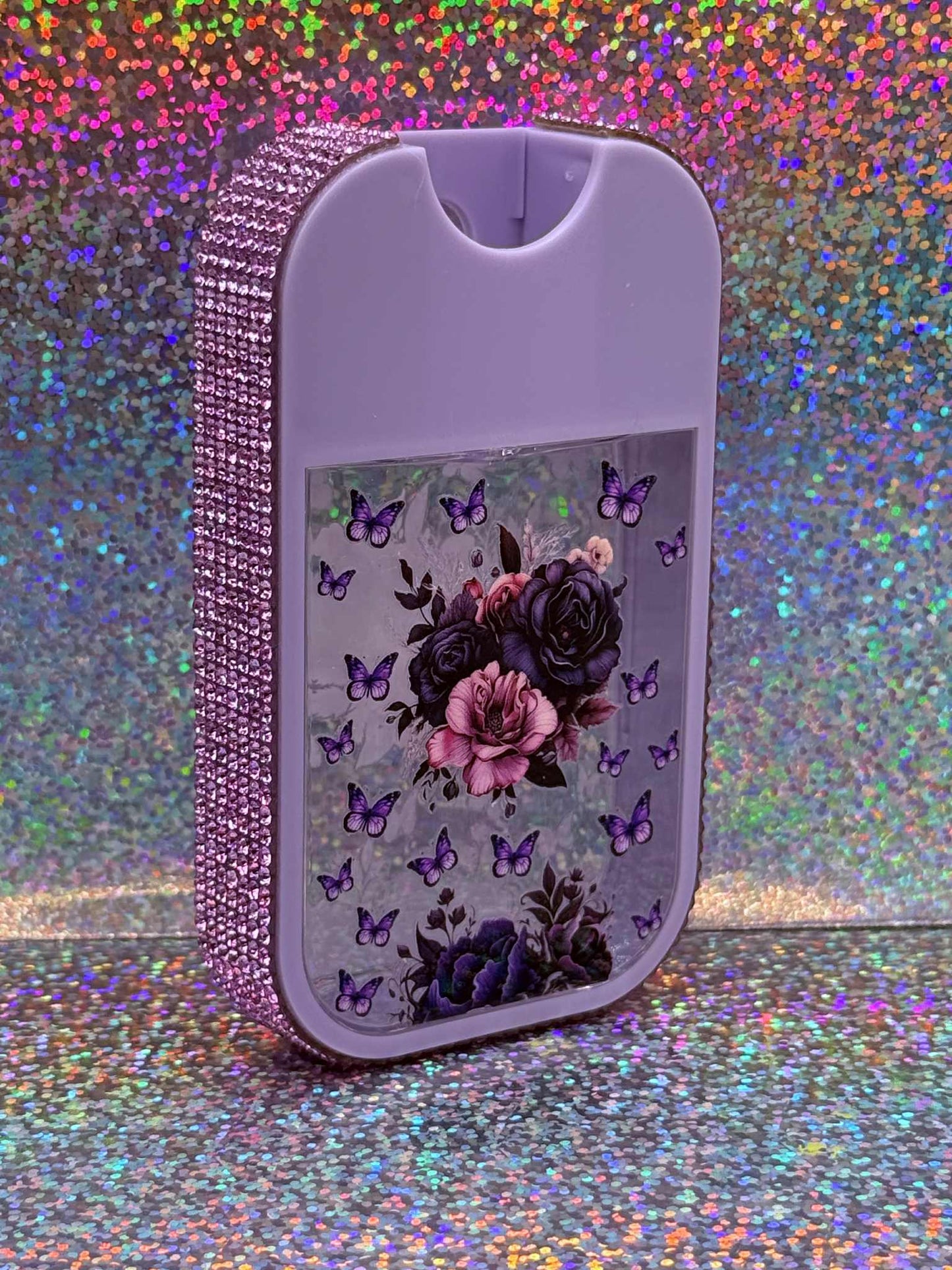 Black Rose Bling Sanitizer Bottle