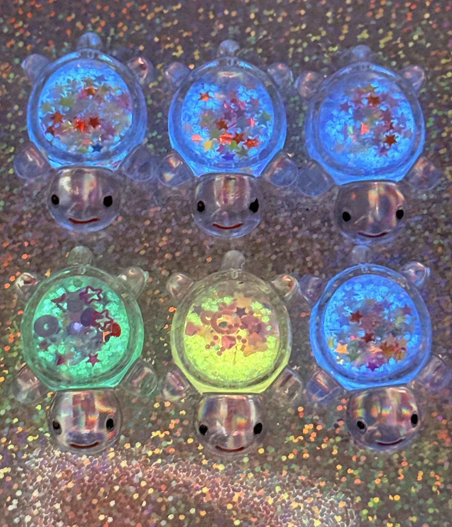 Glowing glitter belly Turtle magnets