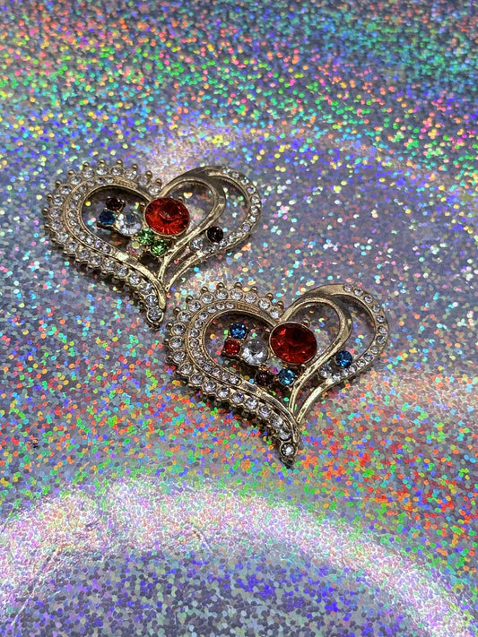 rainbow rhinestone heart magnet/minder